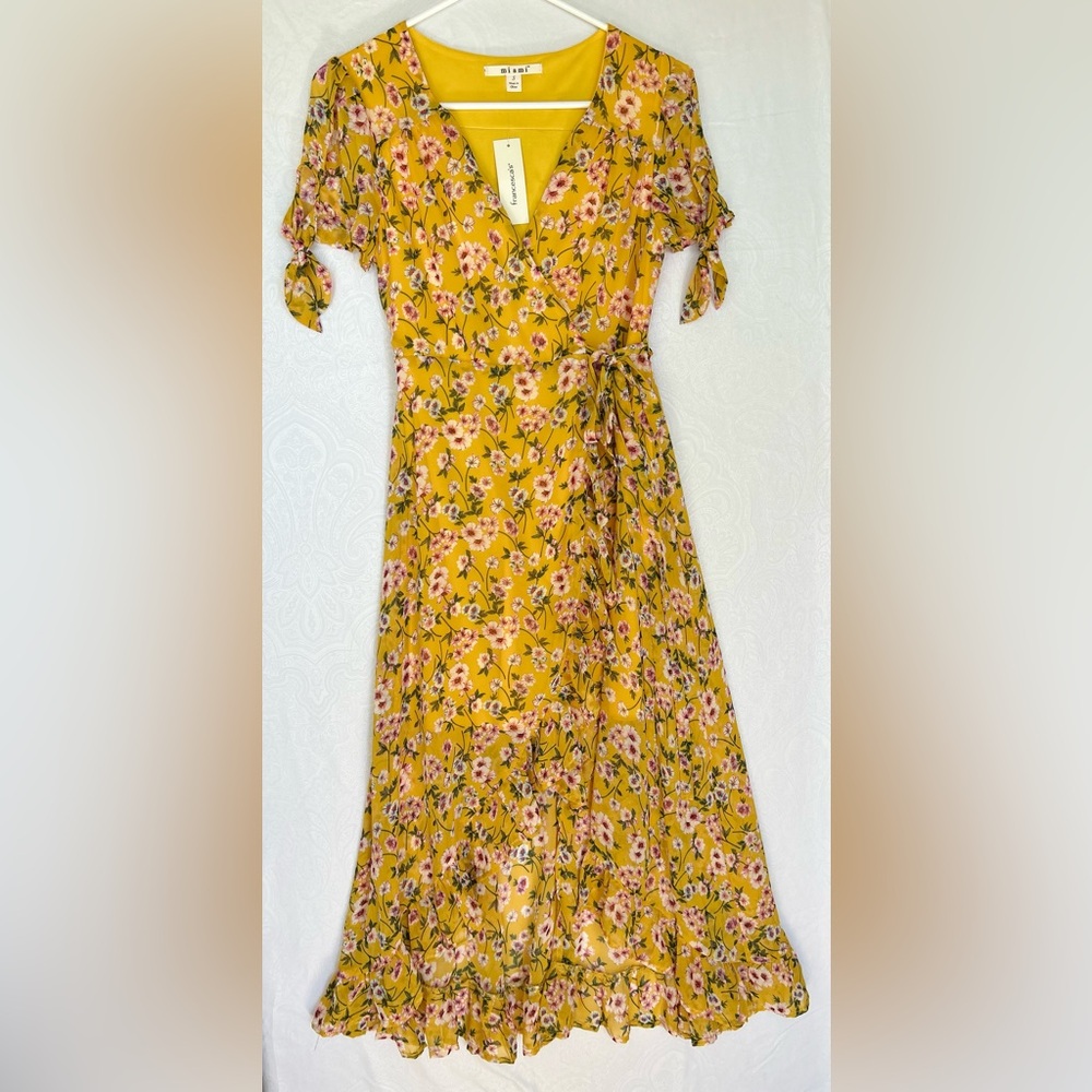 New Miami women’s Floral Yellow Wrap Dress